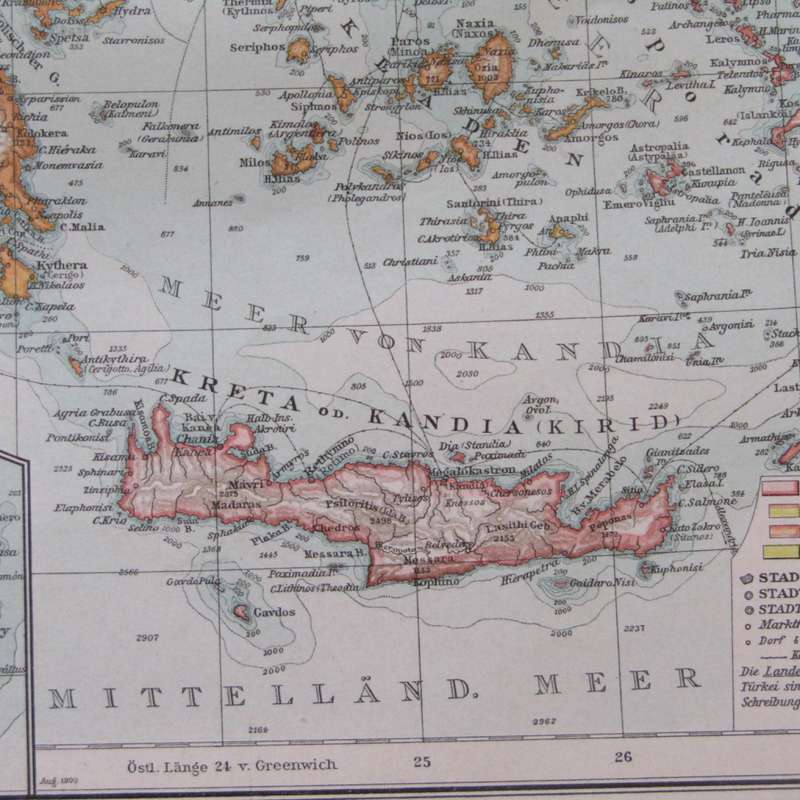 1901 Balkan area map on A2 - 1 : 3000 000 scale