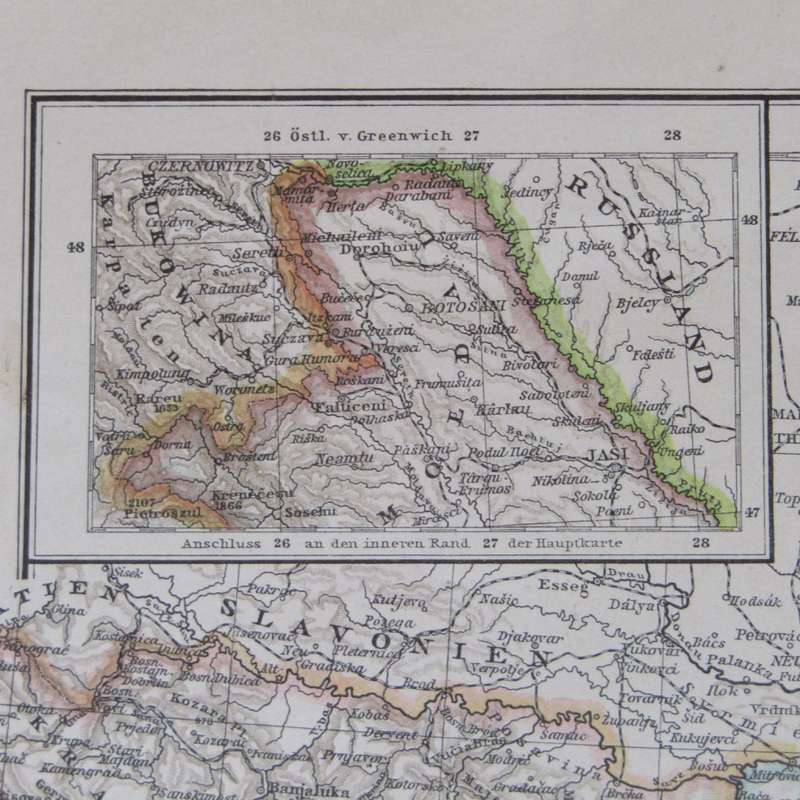 1901 Balkan area map on A2 - 1 : 3000 000 scale