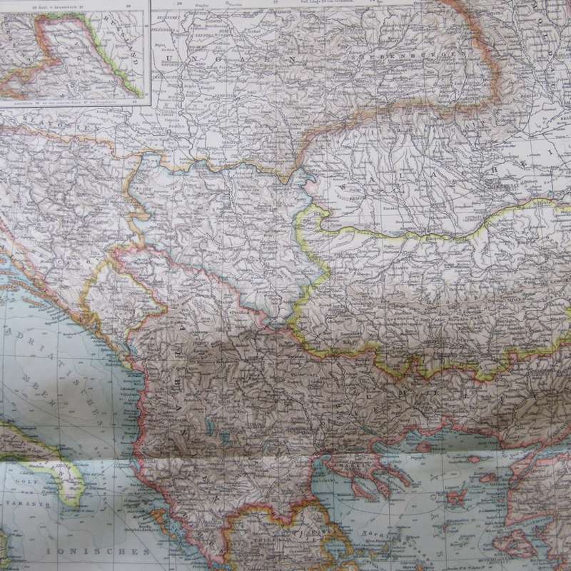 1901 Balkan area map on A2 - 1 : 3000 000 scale