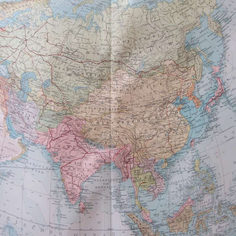 1901 Map of Asia on A2 - Scaled 1 : 30 000 000