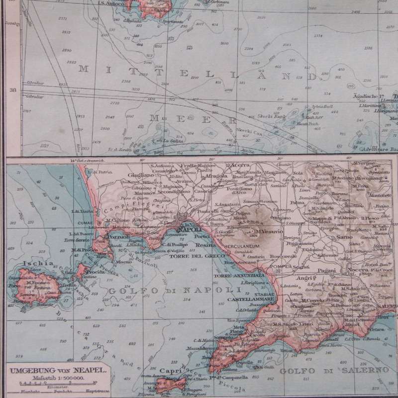 1901 Map of Italy on A2 - 1 : 500 000 scale
