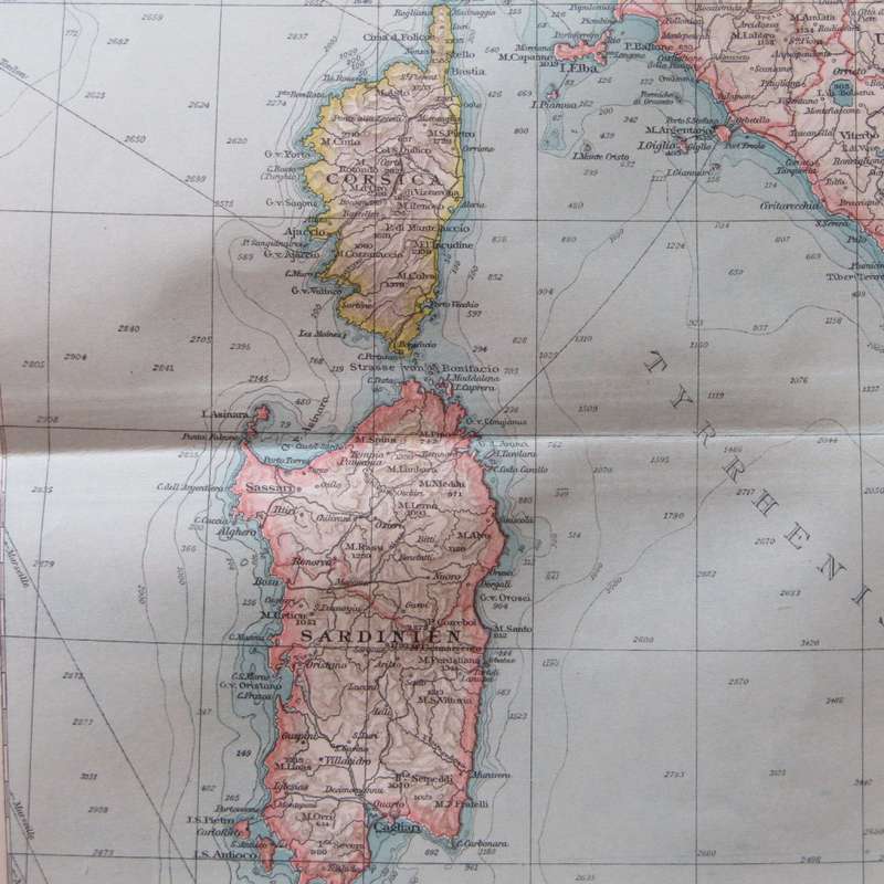 1901 Map of Italy on A2 - 1 : 500 000 scale