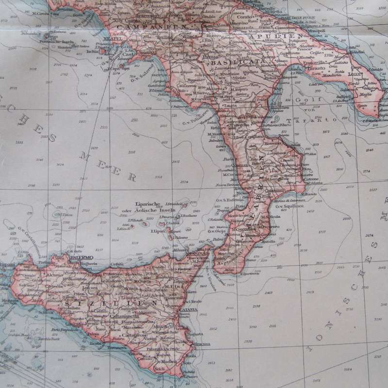 1901 Map of Italy on A2 - 1 : 500 000 scale