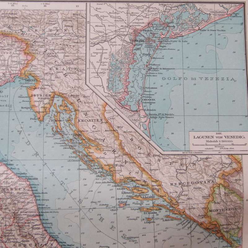 1901 Map of Italy on A2 - 1 : 500 000 scale