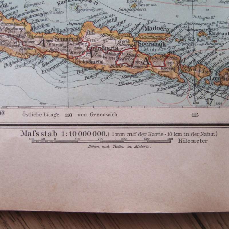 1901 Map of South East Asia and Malaysia on A2 - 1 , 10 000 000 scale