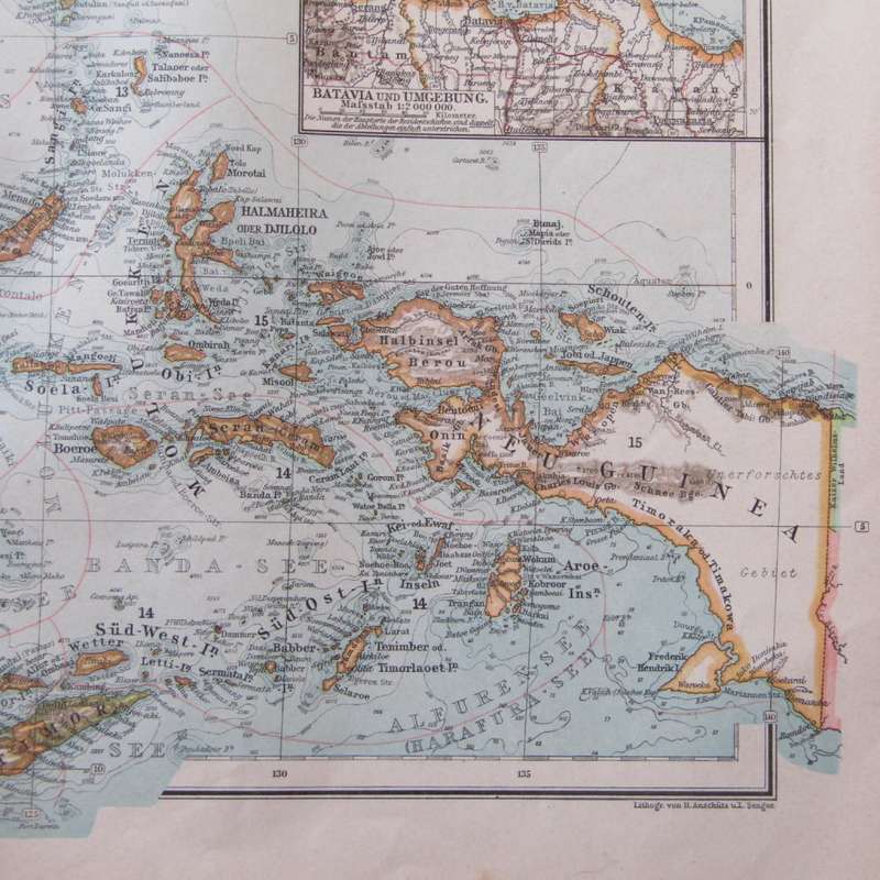 1901 Map of South East Asia and Malaysia on A2 - 1 , 10 000 000 scale