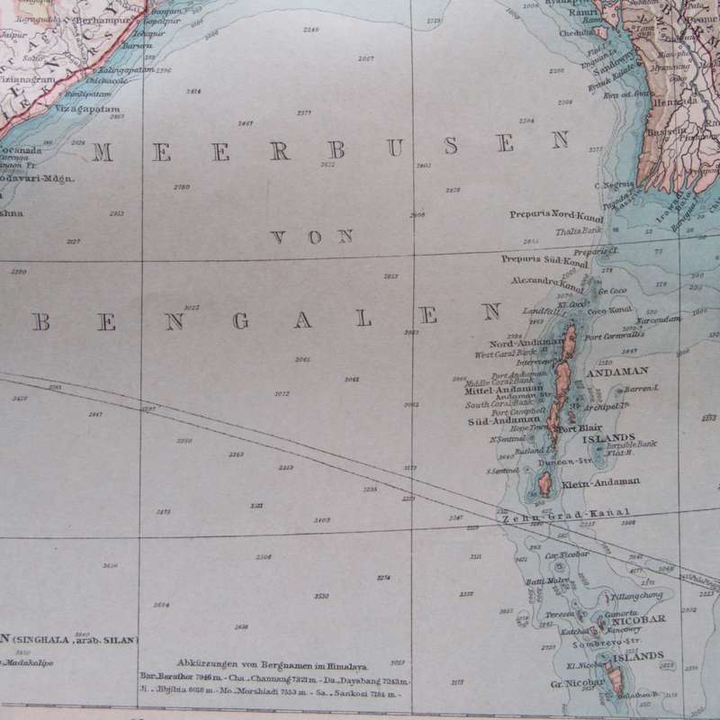 1901 Map of Central Asia and India on A2 - 1 : 10 000 000 scale