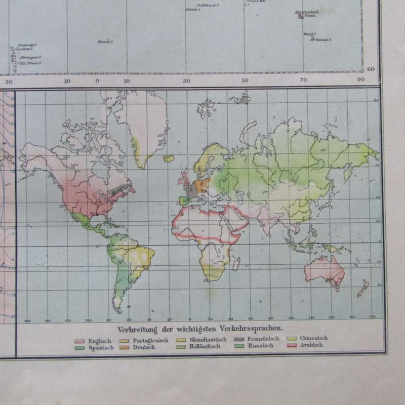 1901 Map of the World on A2 with colonial and world traffic - Scaled 1 : 90 000 000