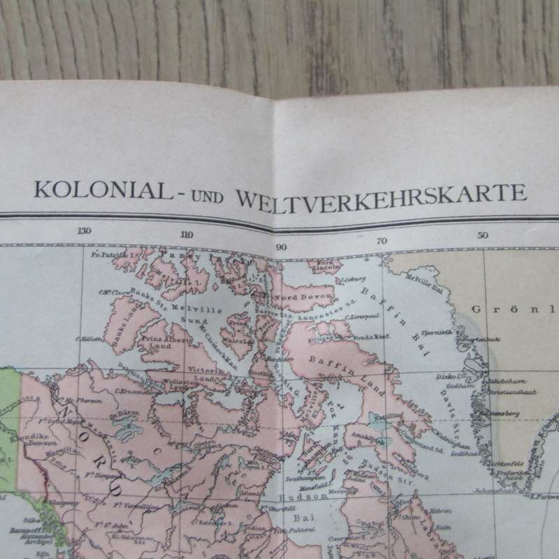 1901 Map of the World on A2 with colonial and world traffic - Scaled 1 : 90 000 000
