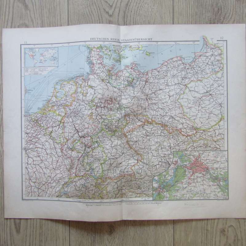 1901 Map of the German Reich on A2 - Scaled 1 : 3 000 000