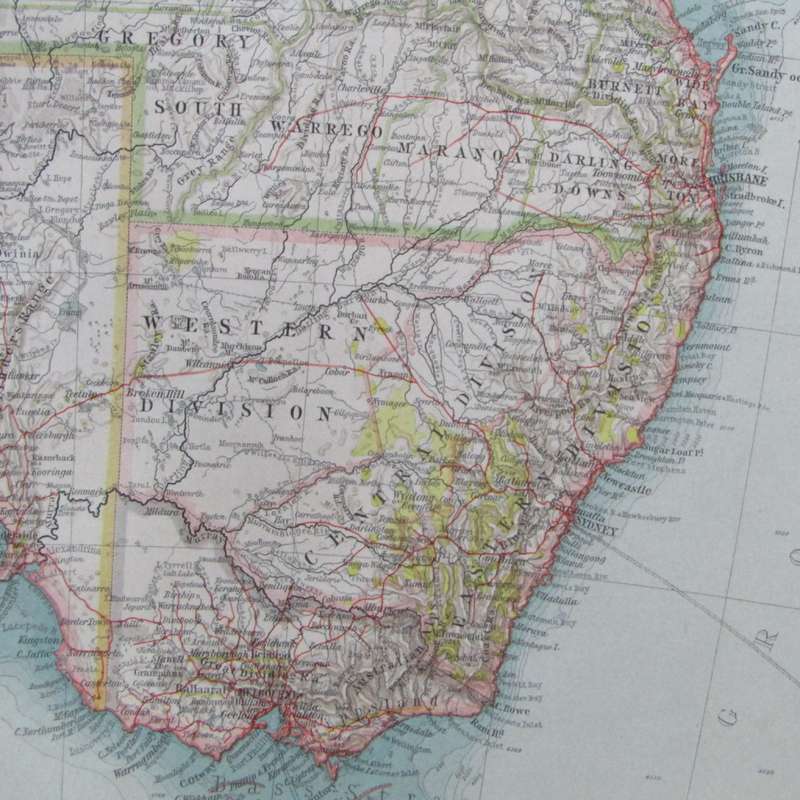 1901 Map of Australia on A2 - 1 : 10 000 000 scale