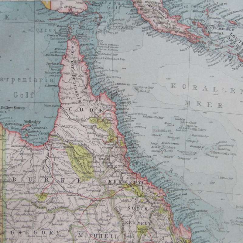1901 Map of Australia on A2 - 1 : 10 000 000 scale