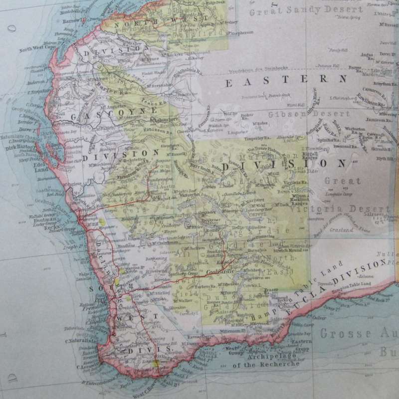 1901 Map of Australia on A2 - 1 : 10 000 000 scale