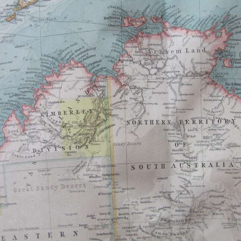 1901 Map of Australia on A2 - 1 : 10 000 000 scale