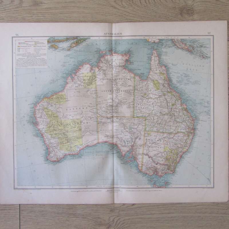 1901 Map of Australia on A2 - 1 : 10 000 000 scale