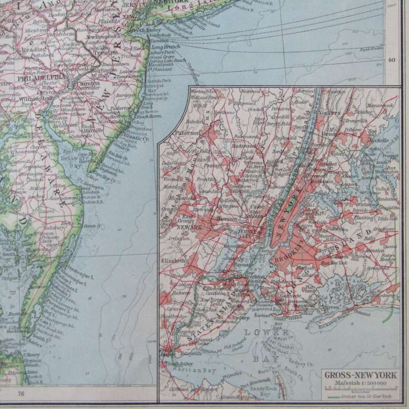 1901 Map of the North Eastern states of the North American Union
