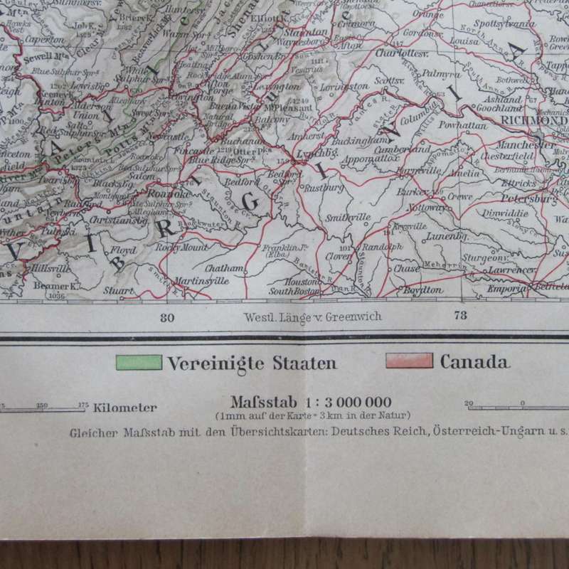 1901 Map of the North Eastern states of the North American Union