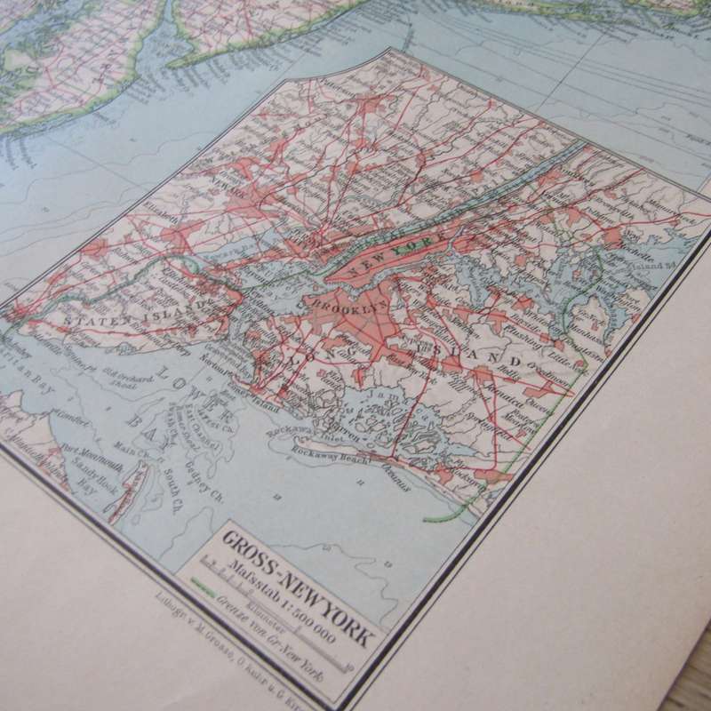 1901 Map of the North Eastern states of the North American Union