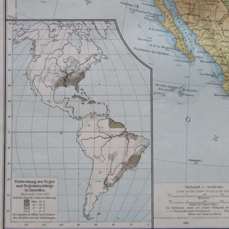 1901 Map of North America 1 : 20 000 000 scale - A2