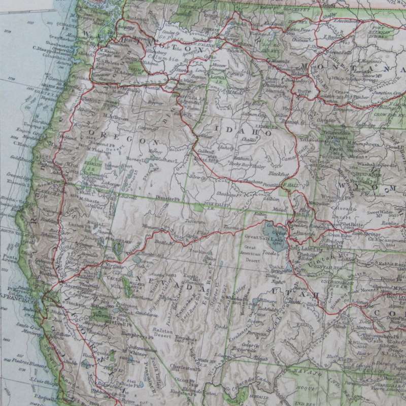 1901 Map of the United States of America on A2