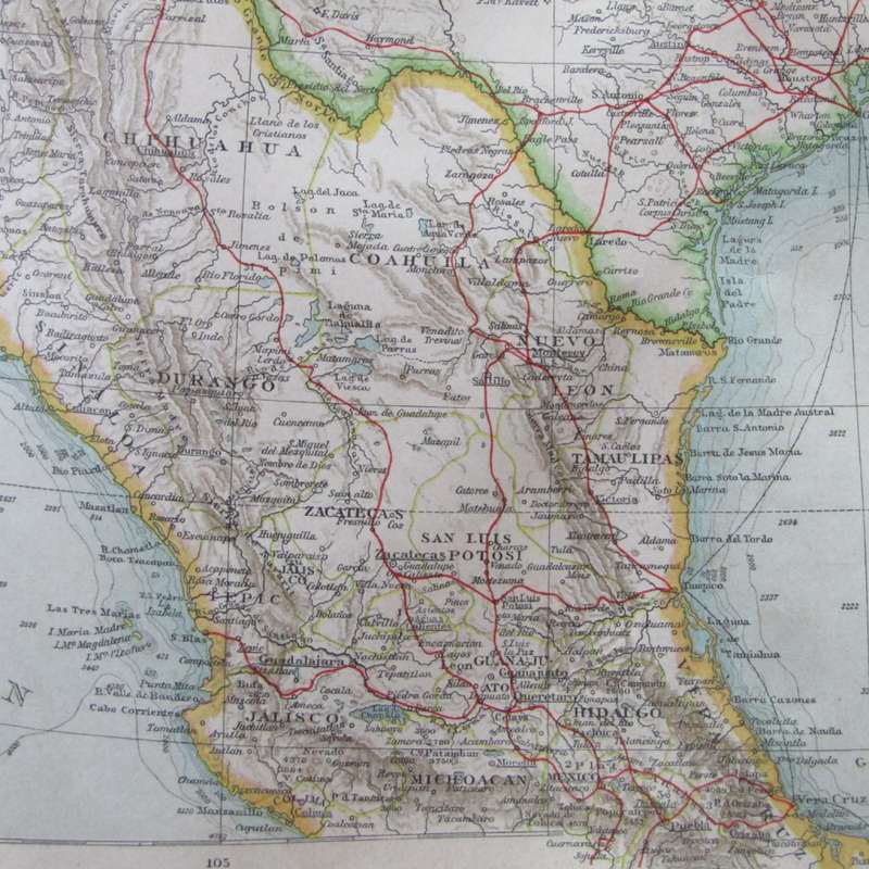 1901 Map of the United States of America on A2