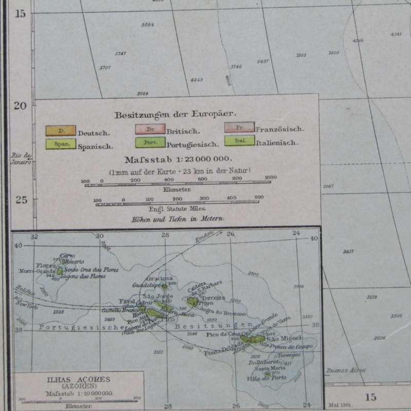 1901 Map of Africa on A2 - 1 : 23 000 000 scale