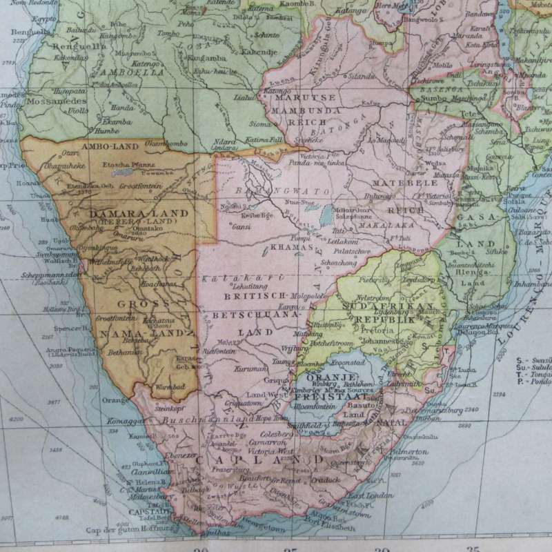 1901 Map of Africa on A2 - 1 : 23 000 000 scale