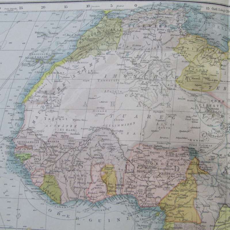 1901 Map of Africa on A2 - 1 : 23 000 000 scale