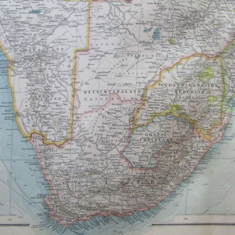 1901 Map of Southern Africa on A2 - 1 : 10 000 000 scale