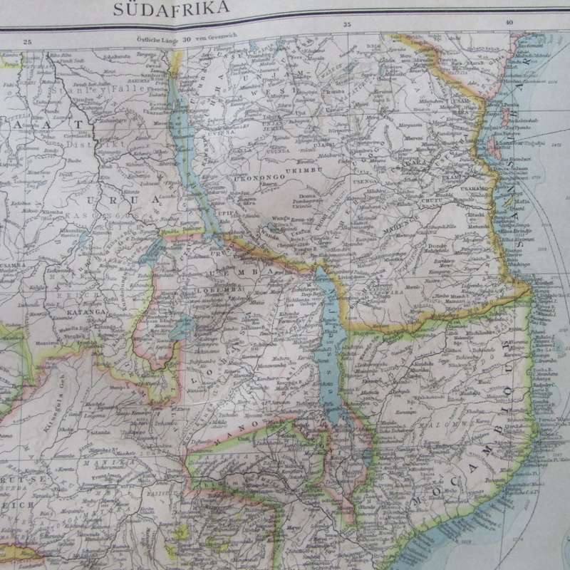 1901 Map of Southern Africa on A2 - 1 : 10 000 000 scale