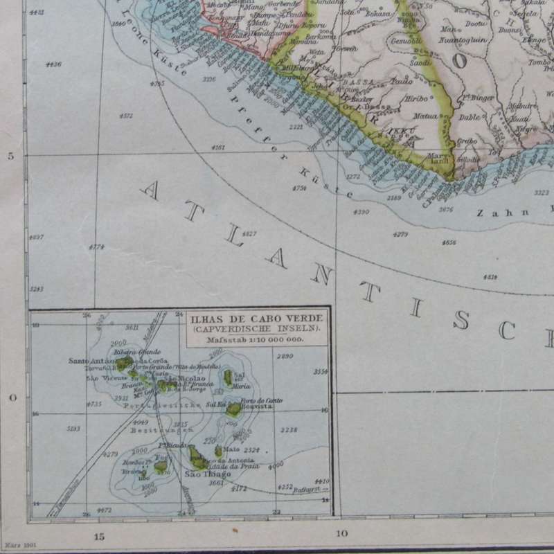 1901 Map of North Western Africa on A2 - Scale 1 : 10 000 000