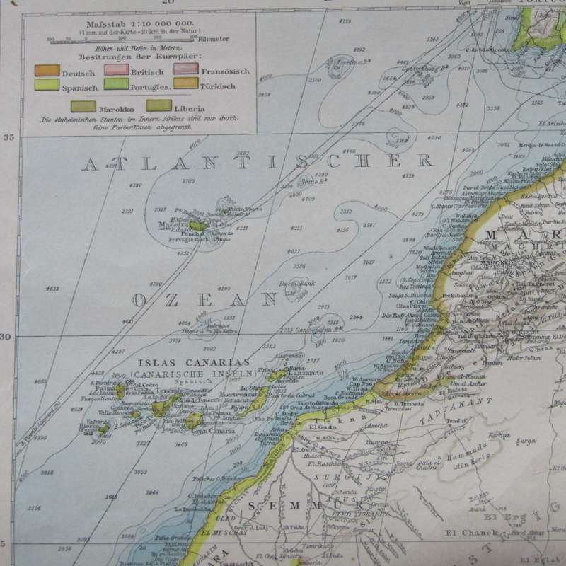 1901 Map of North Western Africa on A2 - Scale 1 : 10 000 000