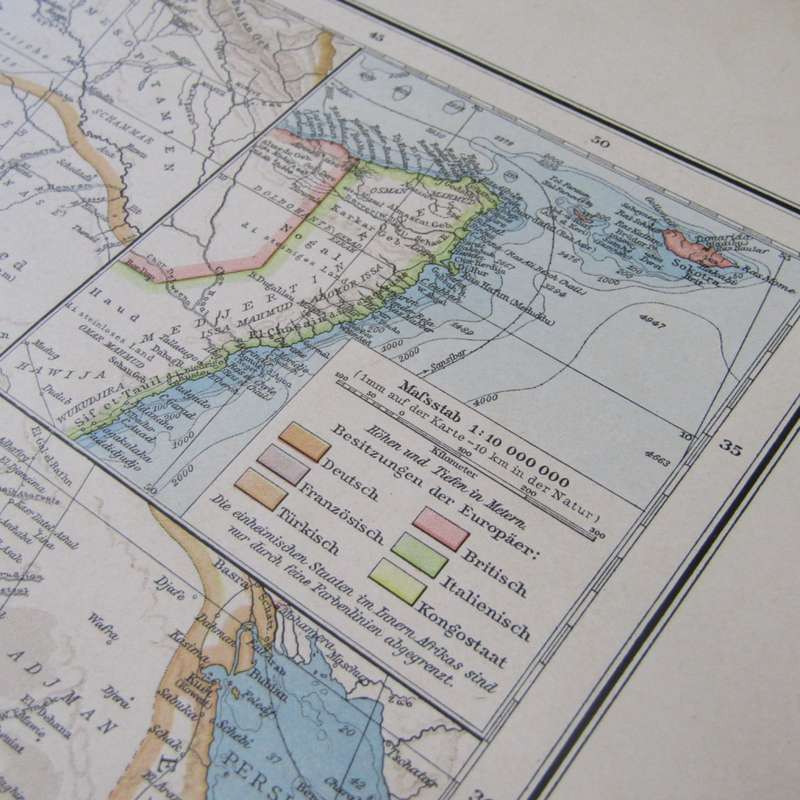 1901 Map of North Eastern Africa - 1 : 10 000 000 scale - on A2
