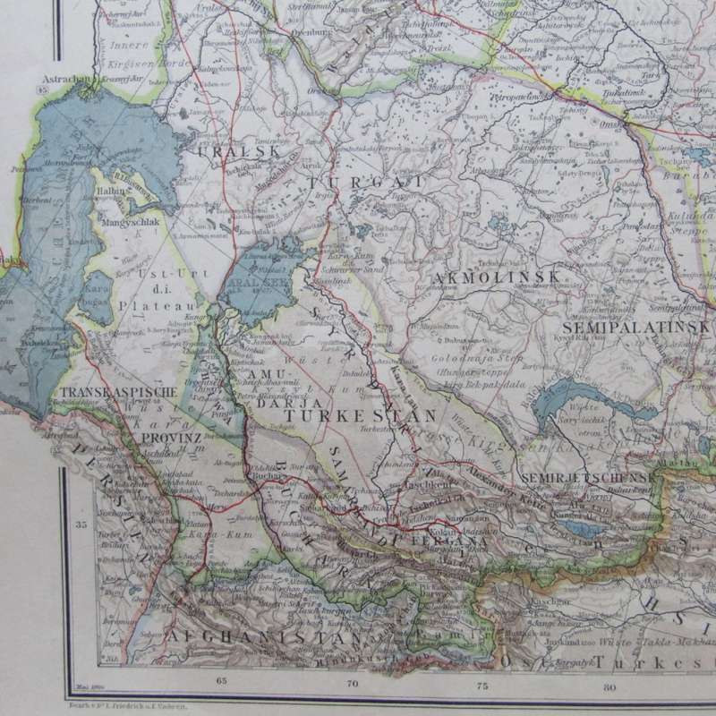 1901 Map of North Asia on A2 - 1 : 13 000 000 scale