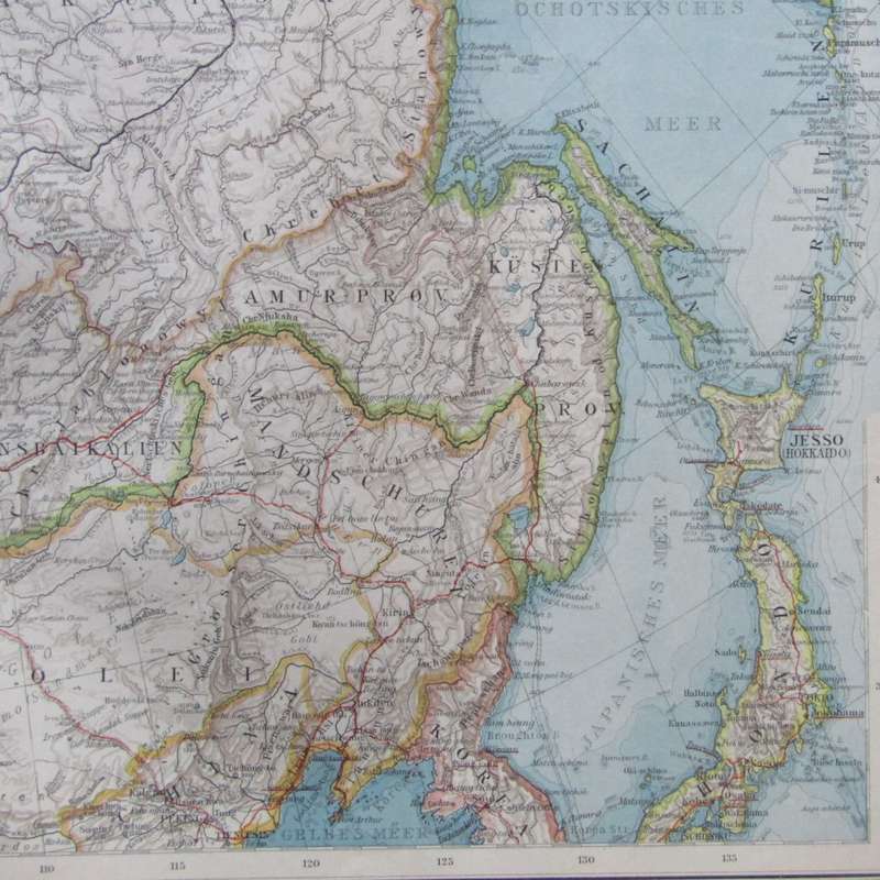 1901 Map of North Asia on A2 - 1 : 13 000 000 scale