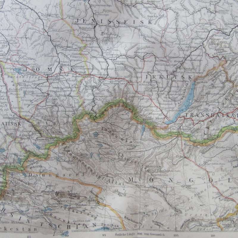 1901 Map of North Asia on A2 - 1 : 13 000 000 scale