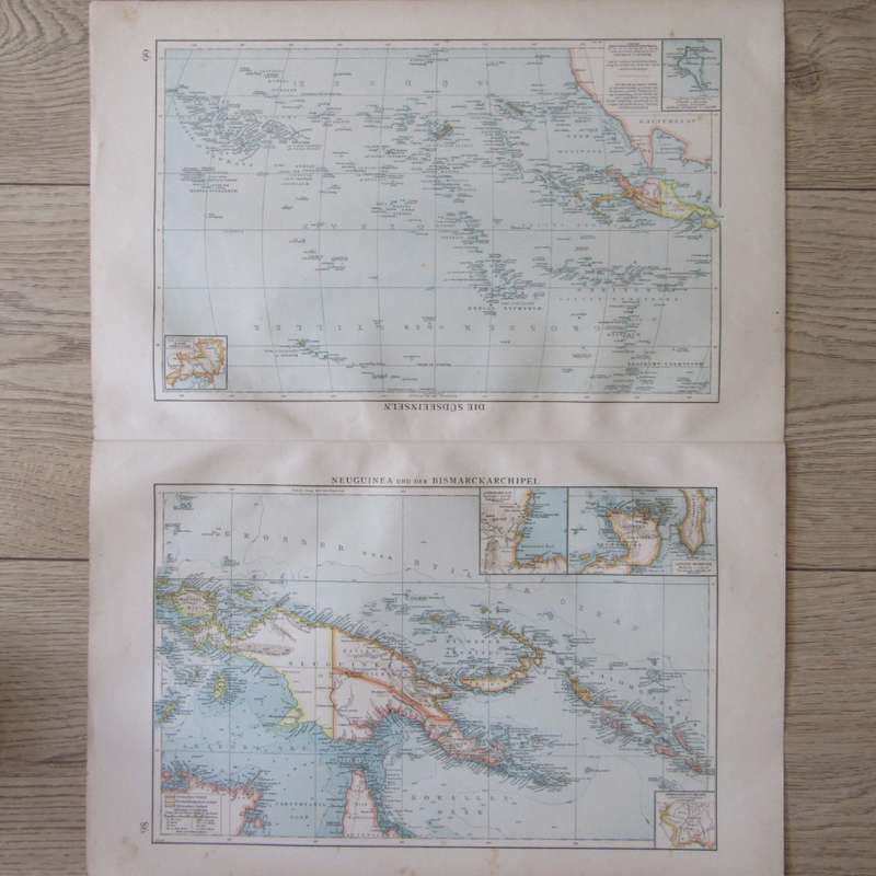 1901 Map of the South sea Island`s and New Guinea area both on A3