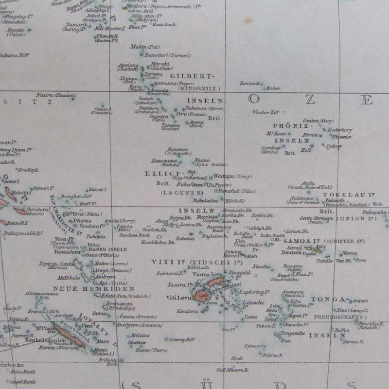 1901 Map of the South sea Island`s and New Guinea area both on A3