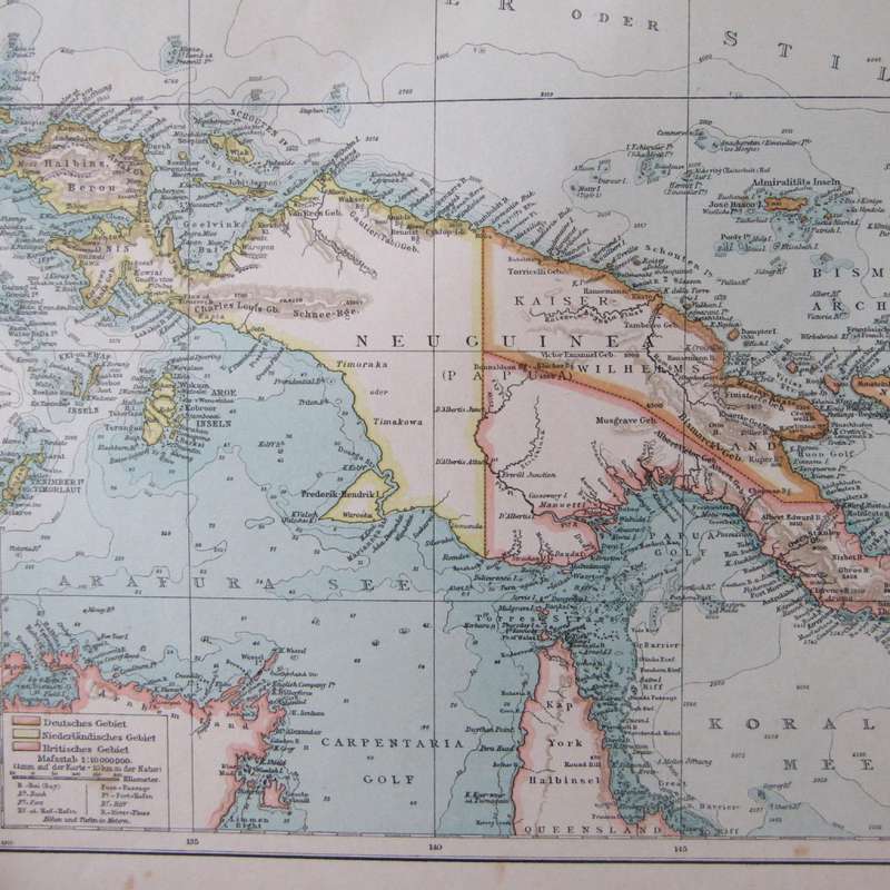 1901 Map of the South sea Island`s and New Guinea area both on A3