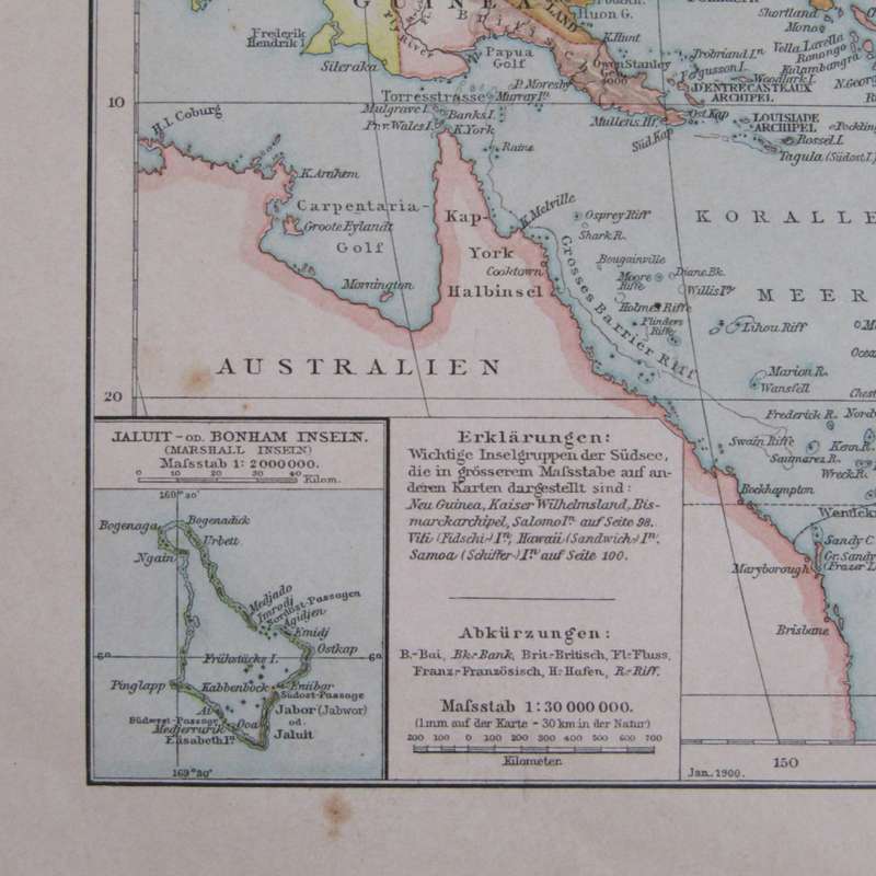1901 Map of the South sea Island`s and New Guinea area both on A3