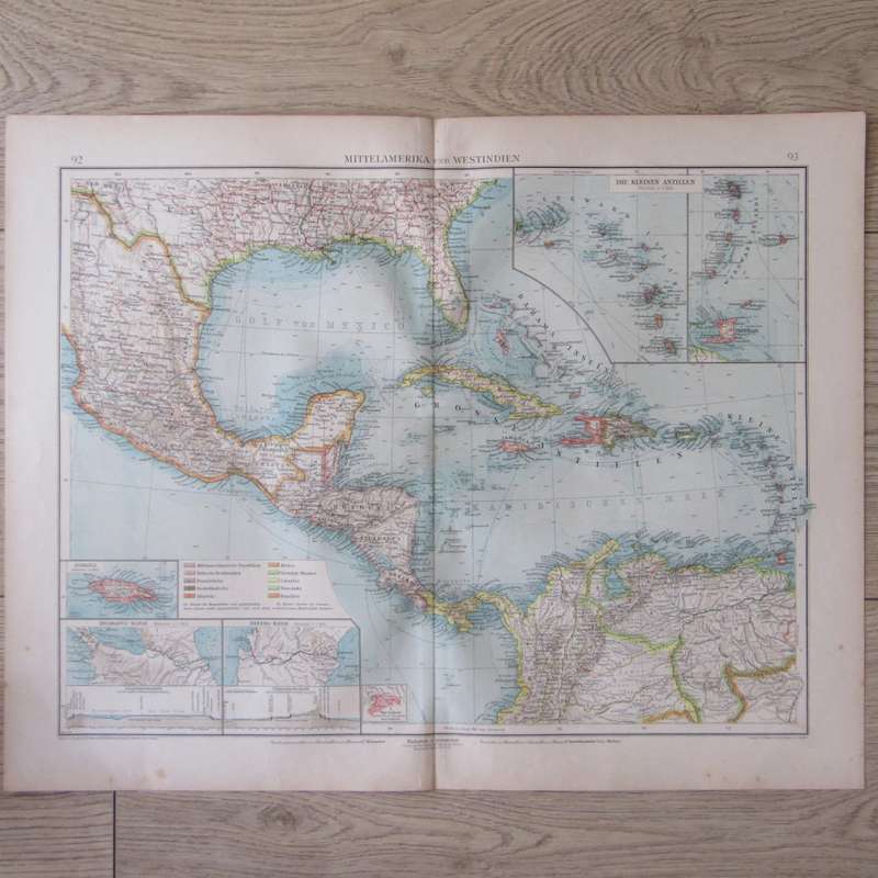 1901 Map of Middle America & the West Indian Islands - A2