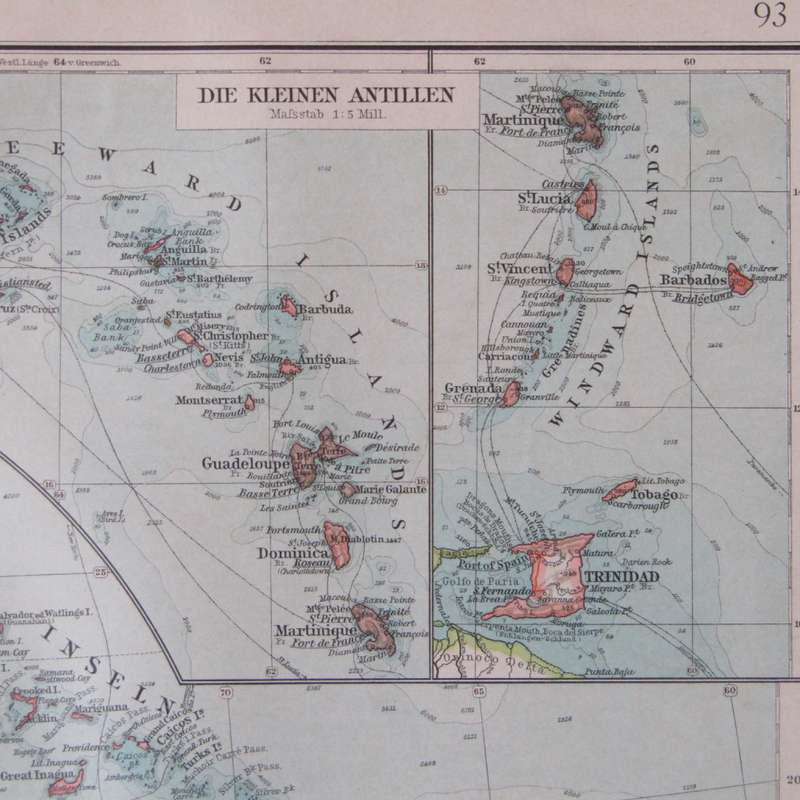1901 Map of Middle America & the West Indian Islands - A2