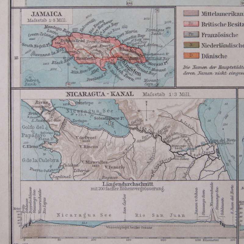 1901 Map of Middle America & the West Indian Islands - A2