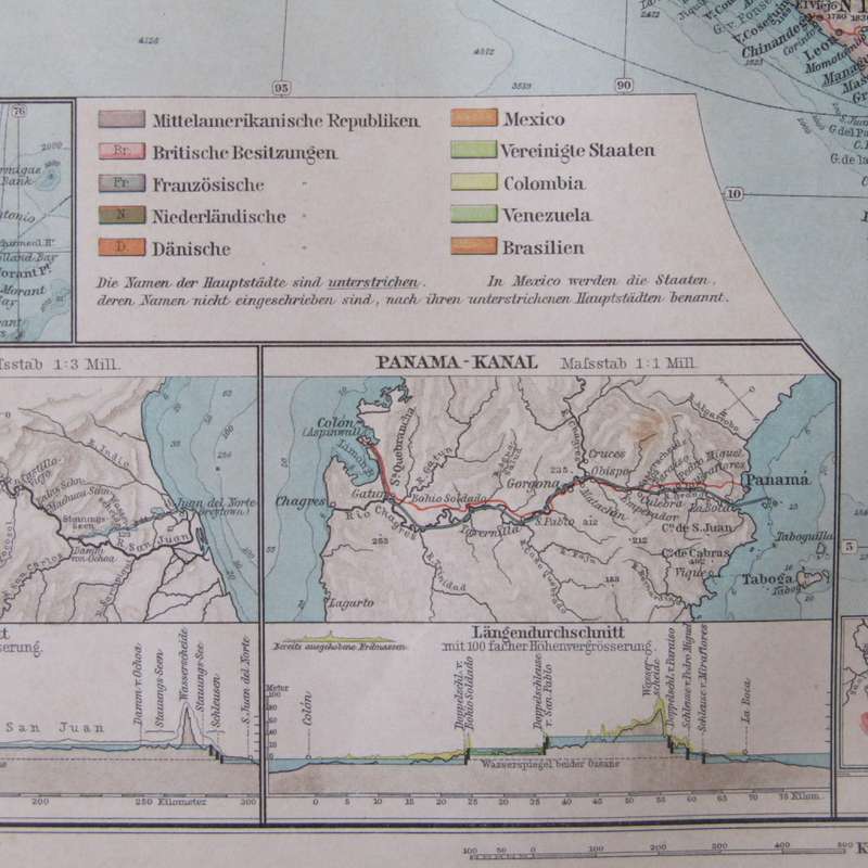 1901 Map of Middle America & the West Indian Islands - A2