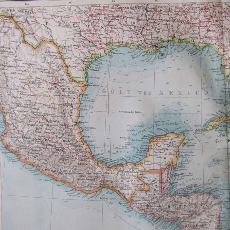 1901 Map of Middle America & the West Indian Islands - A2