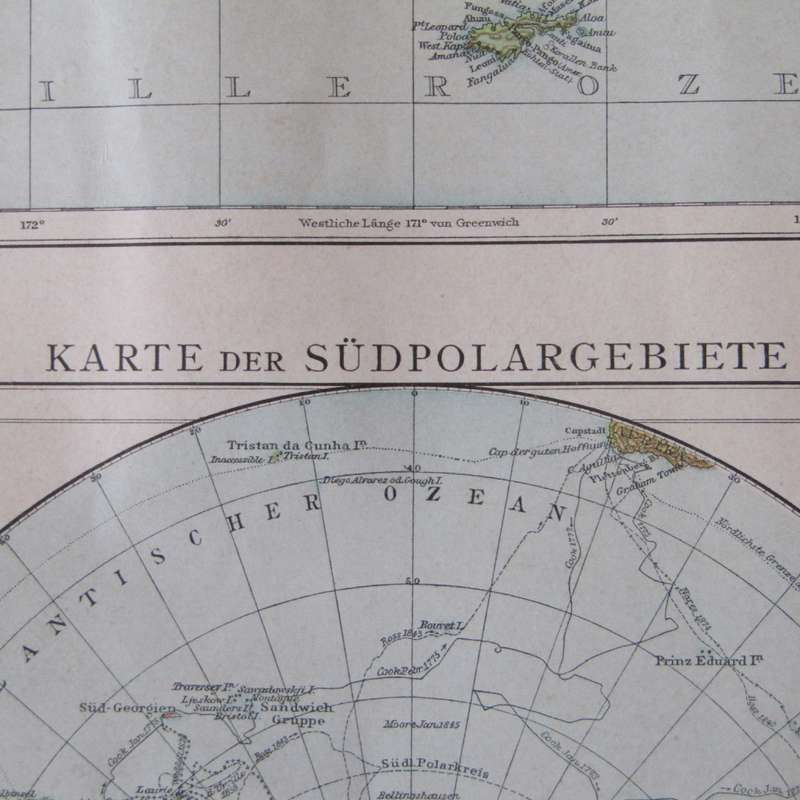 1901 Map of the Polynesian Island group and the South Pole area - A3