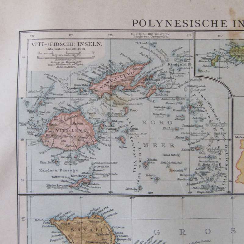 1901 Map of the Polynesian Island group and the South Pole area - A3