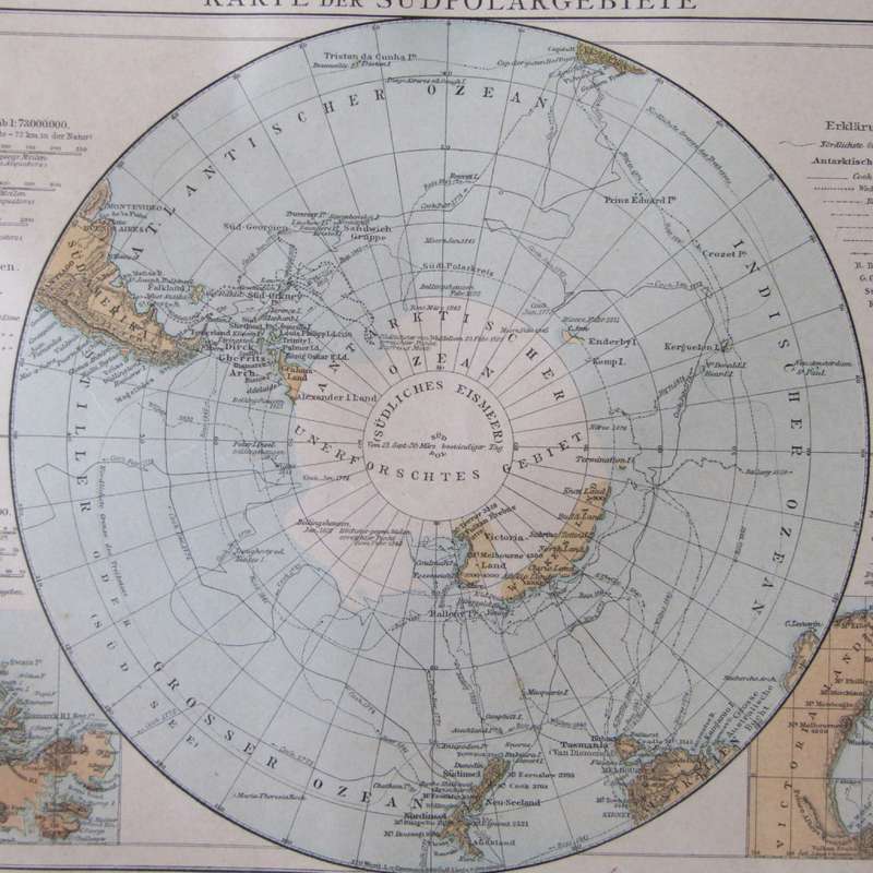 1901 Map of the Polynesian Island group and the South Pole area - A3
