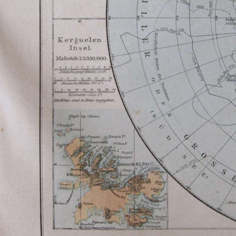 1901 Map of the Polynesian Island group and the South Pole area - A3
