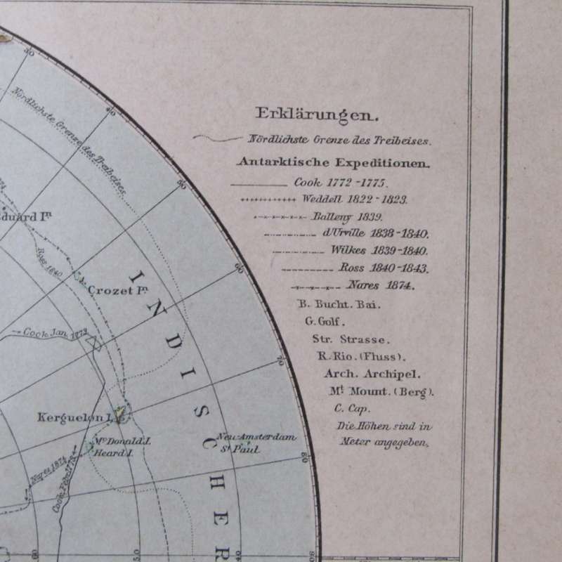 1901 Map of the Polynesian Island group and the South Pole area - A3